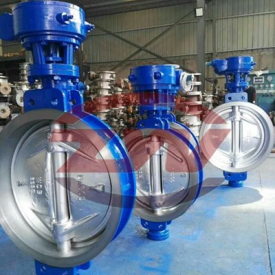 PN25-DN250德標法蘭式三偏心軟密封PTFE密封蝶閥手動蝸輪操作
