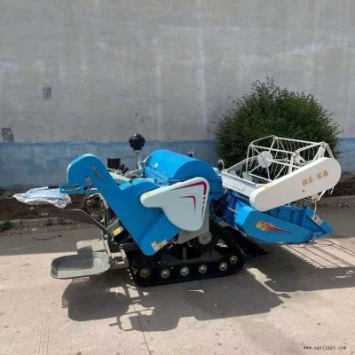 橡膠履帶小麥聯合收割機 履帶式水稻谷子聯合收割機視頻 小型稻谷收割機