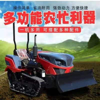 爬坡橡膠履帶拖拉機 轉彎靈活四缸490耕地機 加高底盤農用耕地犁地翻地碎草還田機