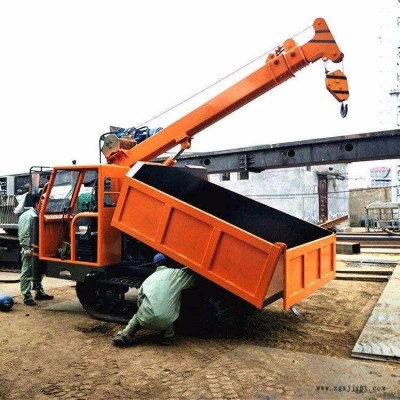 鴻信農用工程履帶隨車吊 小型橡膠履帶隨車起重機 5噸越野履帶背背吊