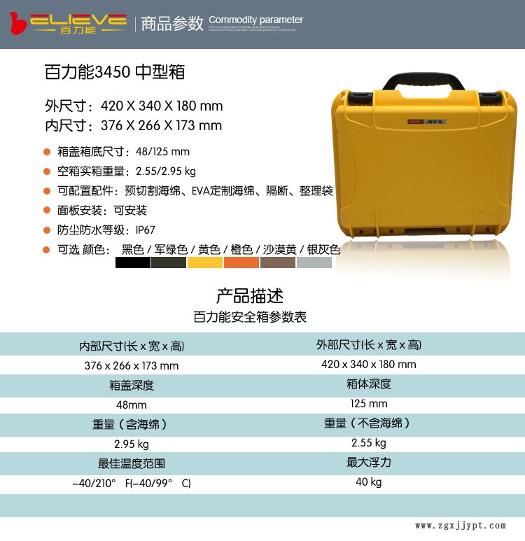 百力能3450NF同派力肯1450保護防護箱防水器材設備箱精密定制箱示例圖6