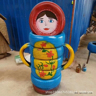 【夢之鴻工藝品】輪胎工藝品編卡通人物 定做稻草人藝術品 量大從優
